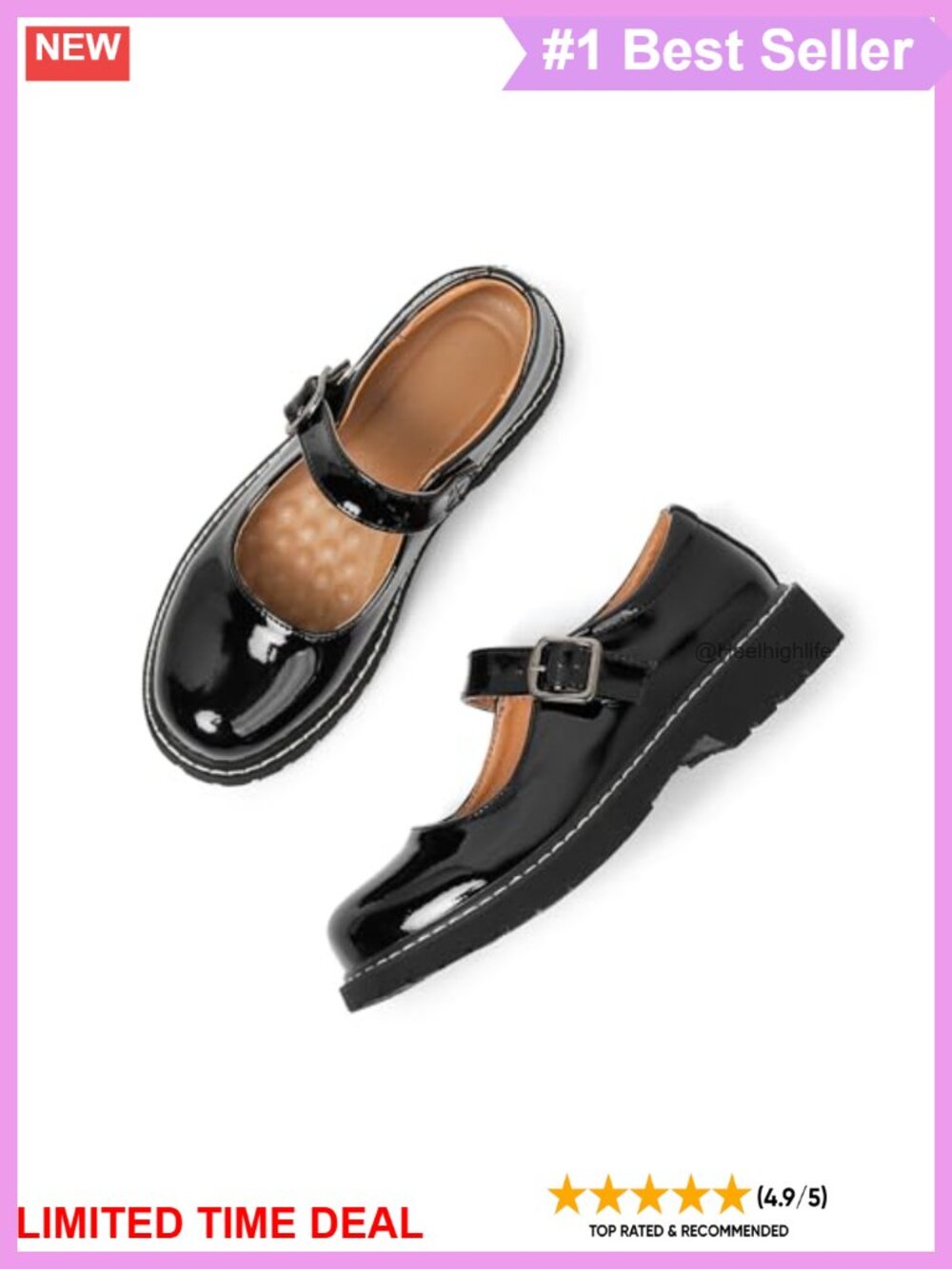 Women's Mary Jane Oxford Shoes Non-Slip Buckle Comfort Flats